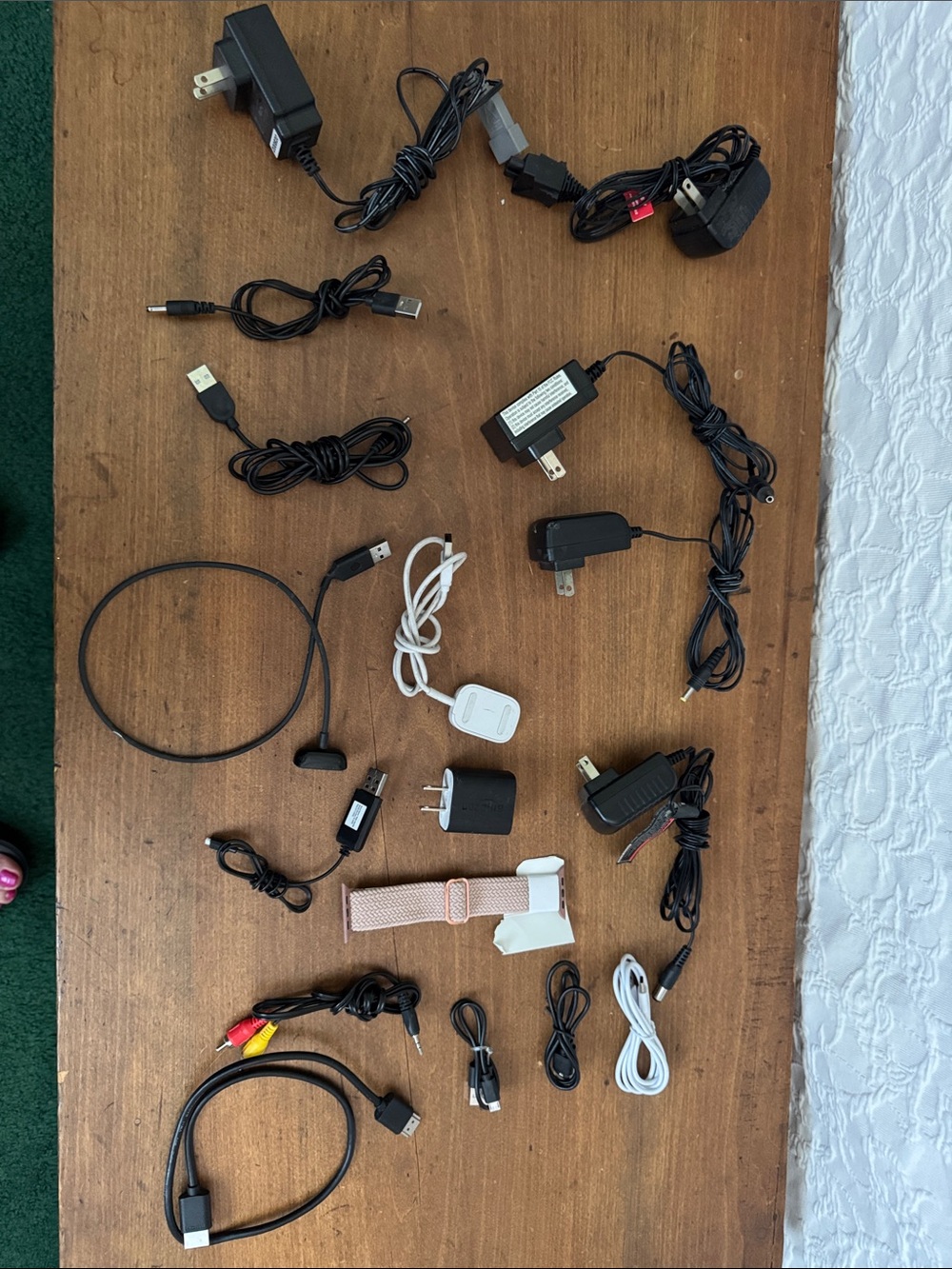 Mixed Mobile Chargers & Cables Accessory Bundle - Pink Strap Included